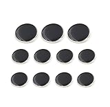 Funcoo 11 pcs Metal Blazer Button Vintage Antique Suits Button Set for Blazer, Suits, Sport Coats, Uniform, Jacket (Black+Silver)