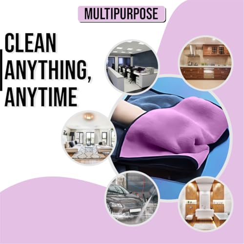 Image of Btag Microfiber Cleaning Cloth, 40x40 cms 600 GSM | Highly Absorbent,Lint and Streak Free, Multi-Purpose Wash Cloth for Kitchen,Car,Window,Stainless Steel,Silverwear(Lavender 40x40cms) Pack of 2