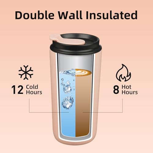 Image of BJPKPK 3 Pack 16oz Insulated Coffee Mug, Stainless Steel Tumbler, Leakproof