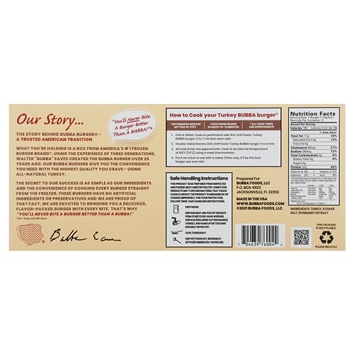 Image of Bubba Burger Premium Original Turkey Burger Patties, 8 Count, 2lb (Frozen)