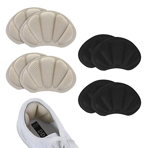 Poignées de talon pour chaussures trop grandes - Autocollants pour homme et femme - Semelles anti-bulles - Semelles anti-bulles - Semelles de chaussures (blanc x 2 + noir x 2) Cover