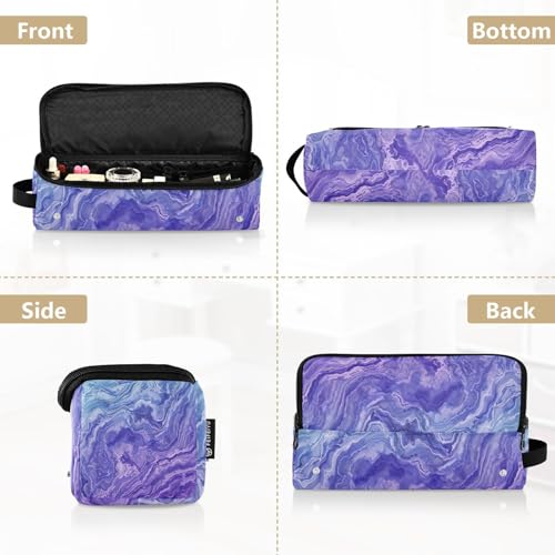Organizador para herramientas de cabello 2 en 1 con tapete resistente al calor y estuche de viaje de doble capa para planchas, alisadores y rizadores de cabello, bolsa de viaje con diseño marmoleado índigo miniatura 5