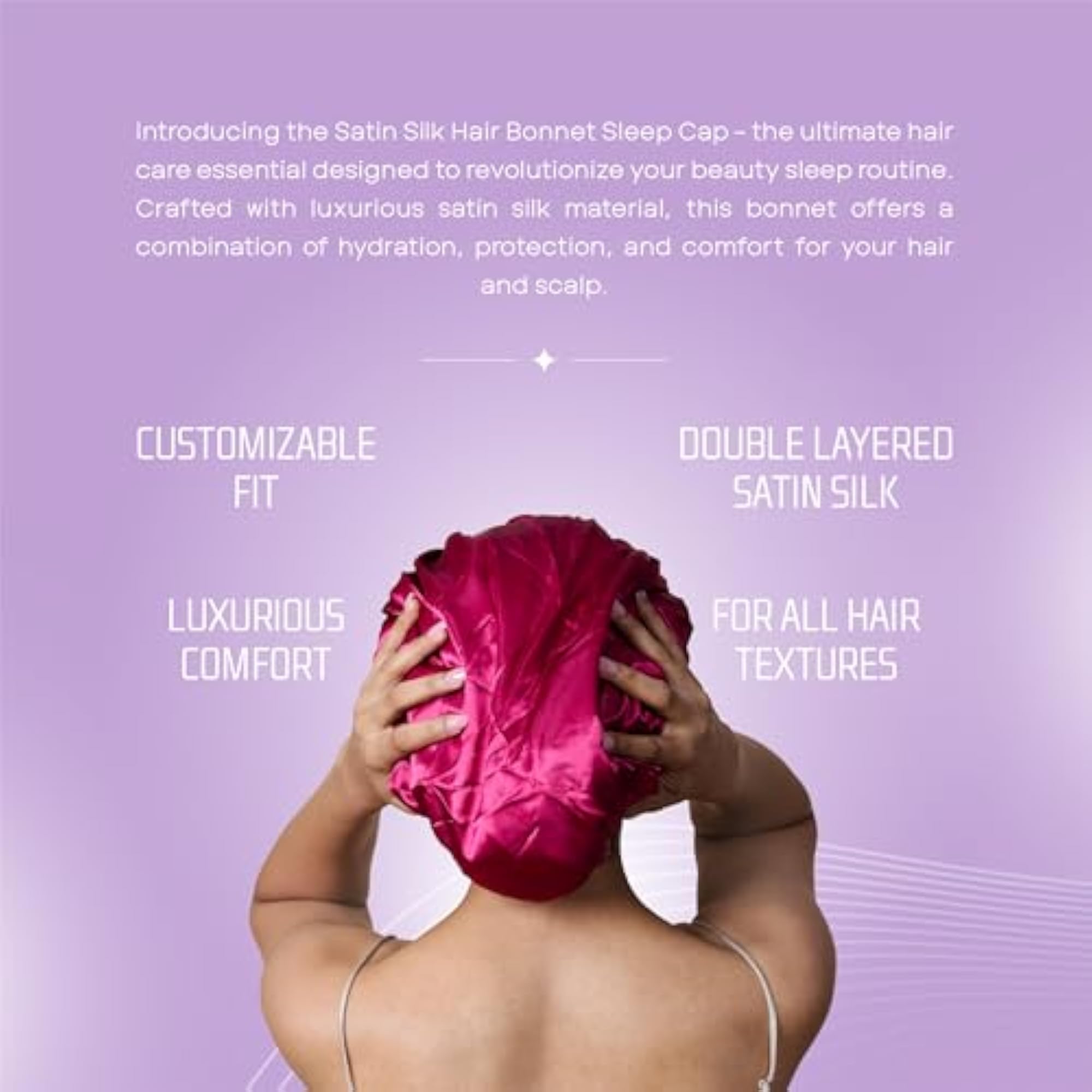 Ingredients Satin Silk Hair Shower Cap with Adjustable Tie