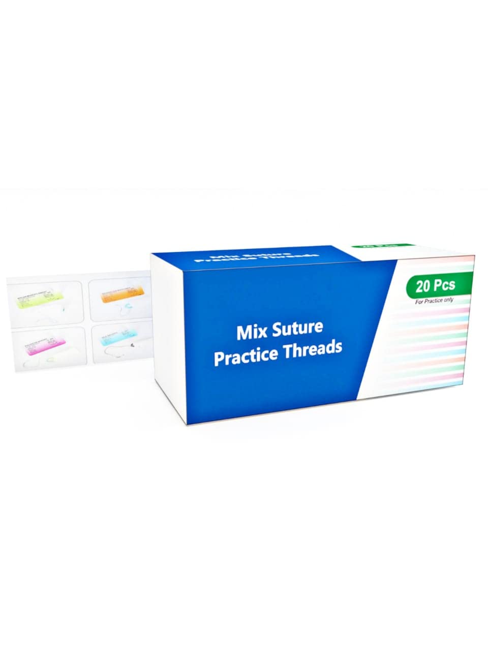 Sutures Threads with Needles, 20 pcs Including 5 of each (0, 2/0,3/0,4/0,5/0) - Nursing Practice ; Veterinary drill; Practice suturing skills; Suturing pads