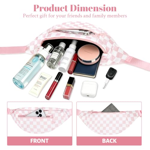 Image of MAXTOP Fanny Packs for Women Checkered Crossbody Bag with 4-Zipper Pockets Large Belt Bag Waist Pack for Travel Festivals Concerts Theme Parks and Everyday Use