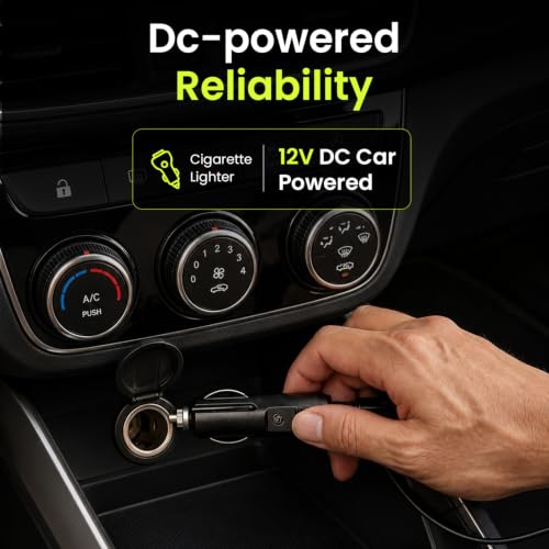 Image of Portronics Vayu Air Pro 5-in-1 Portable Tyre Inflator, Corded & Cordless, Inflate & Deflate, 5W USB Output, 150 PSI, 6000mAh Battery, Auto Shut-Off, LED Display, for Car, Bike & Inflatables (Green)