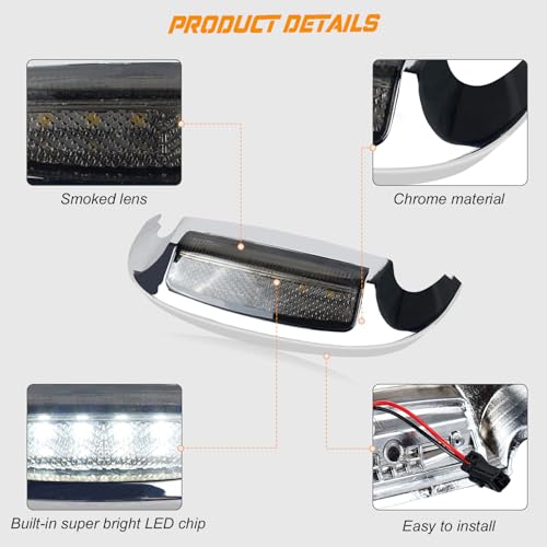 Image of NTHREEAUTO Front Smoked Fender Light White LED Fender Tip Running Lights Compatible with Harley Electra Glide Ultra Limited - Smoke Lens