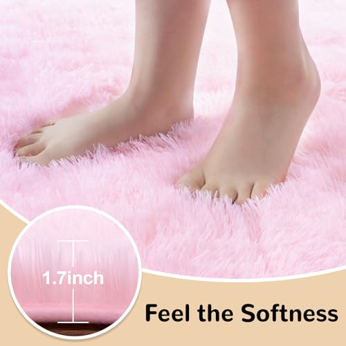 8x10 Area Rugs for Living Room, Pink Large Fluffy Rugs for Bedroom, Soft Carpet Shag Kids Room Rug, Non-Slip Fuzzy Rugs Indoor (8ft x 10ft, Pink)