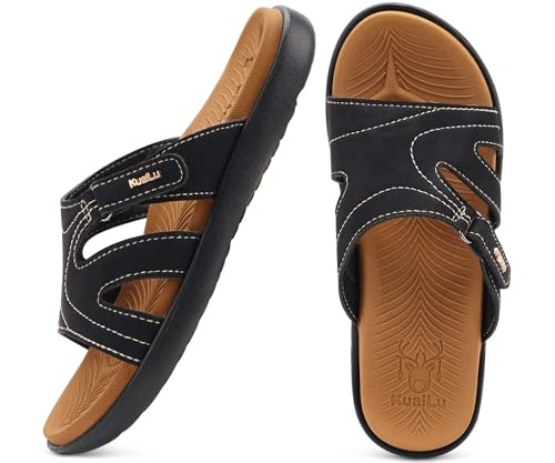 Image of KuaiLu Womens Fashion Orthotic Slides Ladies Athletic Yoga Mat Memory Foam Walking Sandals Thick Cushion Recovery Summer Beach Slippers Comfortable Plantar Fasciitis Arch Support