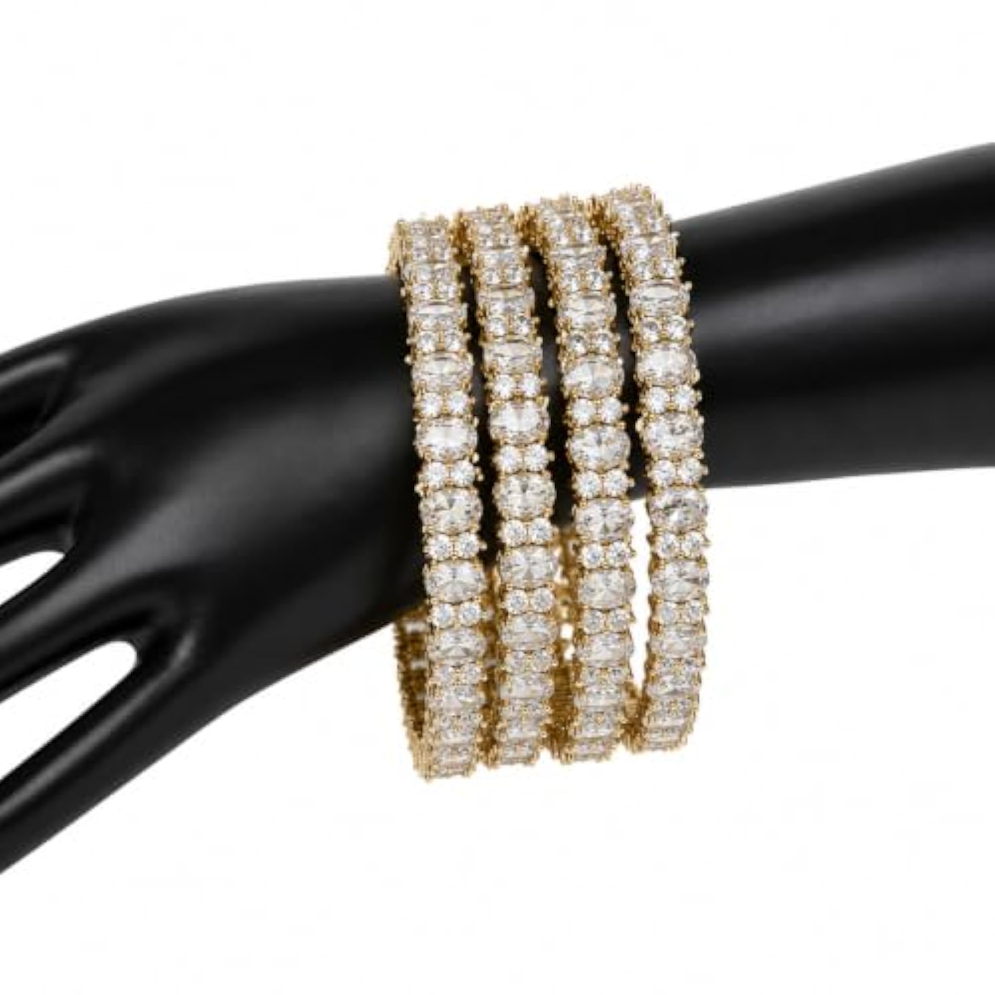 Gorgeous White Oval-Cut Bangles for Wedding, Pack of 4