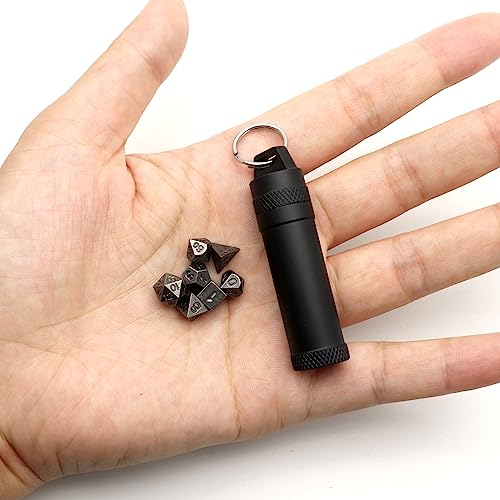 Haxtec Mini Dice Set Tiny Metal DND Dice Set with Dice Case Portable Antique Iron Metal Dice Set for...