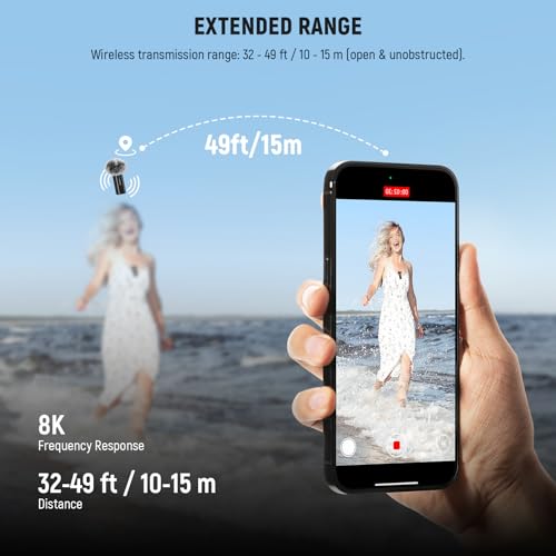 NEEWER KM23B Wireless Lavalier Microphone Bluetooth App Control, Compatible with iPhone Android Phone 8Hrs Battery Vocal Enhancement Noise Cancellation Volume Adjustment Low Cut for Streaming Vlogging by NEEWER - Image 9