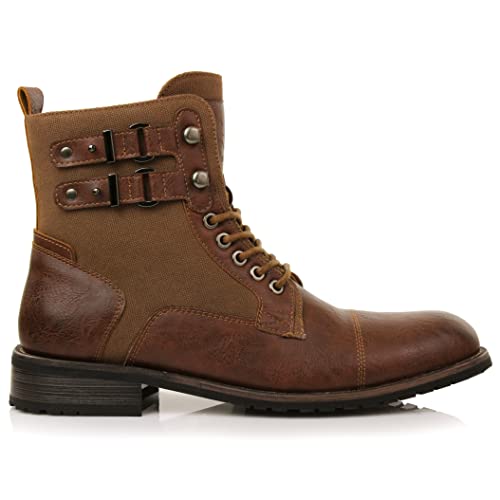 Image of Polar Fox Men's Casual Cap-Toe Ankle Boot Collection | Lace-Up Work, Combat, and Chukka Styles