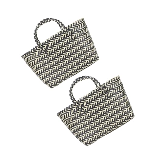 OUNONA Versatile Handbag Set 2 Pcs Plastic Baskets Handles Pp Material for Shopping Shower Home Storage