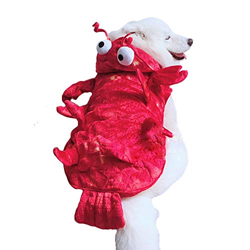 Lobster Large Dog Halloween Costumes Winter Pet Coat Clothes for Labrador Golden Retriever (XXL, Red)