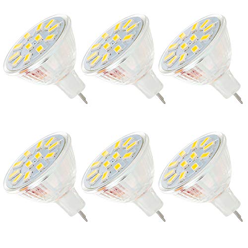 Ei-Home 5733-12SMD MR11 Bombilla LED, 3W ?300lm, 10-30V AC / DC Spot Light para el hogar, Iluminación para RV, Blanco cálido, Paquete de 6