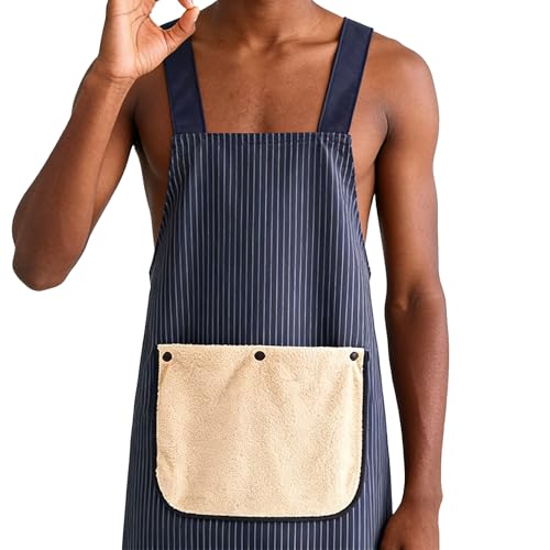 Justerbart köksförkläde - vattentätt förkläde för kvinnor, bekväm daglig köksutrustning, skyddande tyg med flexibelt täckstativ | praktisk användning i, Färg: blå, Se référer au descriptif