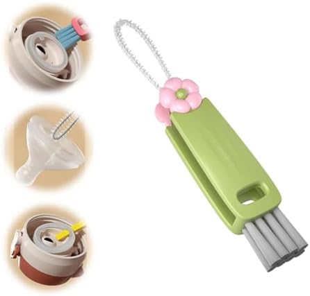 Limpiador de Tapas de Tazas 3 en 1, Tapa de Botella, Cepillo de Huecos Multifuncional, Cepillo de Botellas de Agua, Adecuado para Varias Tazas y Botellas (Verde)