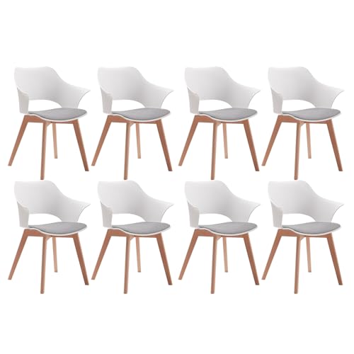 Grandca Home Juego De 8 Sillas De Cocina Nórdicas, Silla De Comedor Con Patas De Madera Maciza, Sillas Tapizadas Para Dormitorio, Sala De Estar, Cocina,Blanco Grandca Home Juego De 8 Sillas De Cocina Nórdicas, Silla De Comedor Con Patas De Madera Maciza, Sillas Tapizadas Para Dormitorio, Sala De Estar, Cocina,Blanco