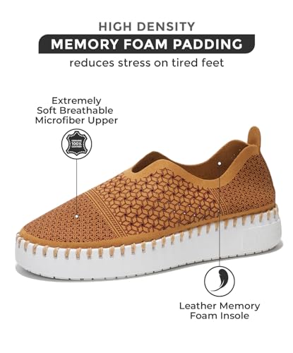 Image of Project Cloud Platform Sneakers for Women - Leather Insole Loafers for Women with Memory Foam - Casual Slip On Womens Loafers with Flexible Outsole (Aster)