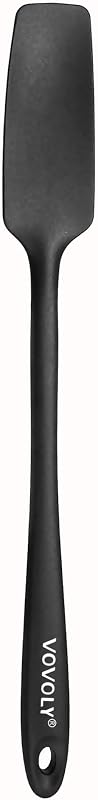 Espátula de silicona para tarro, cabeza pequeña con mango largo, espátula de goma para tarro, licuadora, botella, etc. Alta resistencia al calor para utensilios de cocina antiadherentes, sin costuras, sin BPA, 11,2 pulgadas, negro.