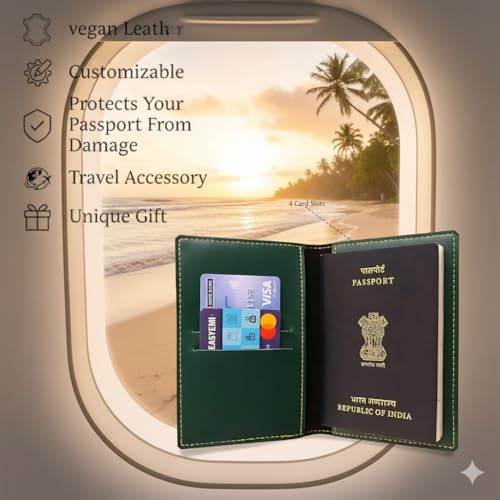 Image of Personalised PU Leather Passport Cover with Name | Customized Passport Holder & Card Organizer | Stylish Unisex Travel Wallet & Gift for Men & Women - Classic Travel Wallet