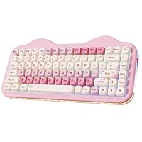 YUNZII C75 Draadloos Mechanisch Toetsenbord, 75% Layout Hot-Swappable, ROMIG, NKRO, Gasket Mount, Cute Cake Design, BT5.0/2.4G/USB-C voor Win/Mac/Gaming (Blauw, Candy Linear Switch