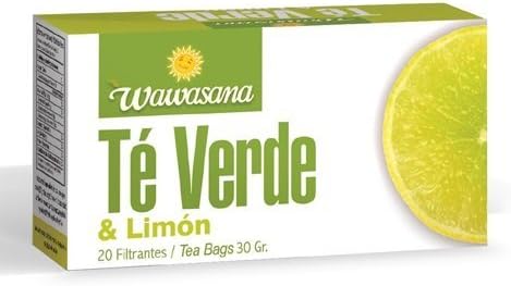 Wawasana. Green Tea & Lemon. 100 % Natural,From Peru.Green tea helps to lose weight. Lemon flavor. 20 tea bags per case.
