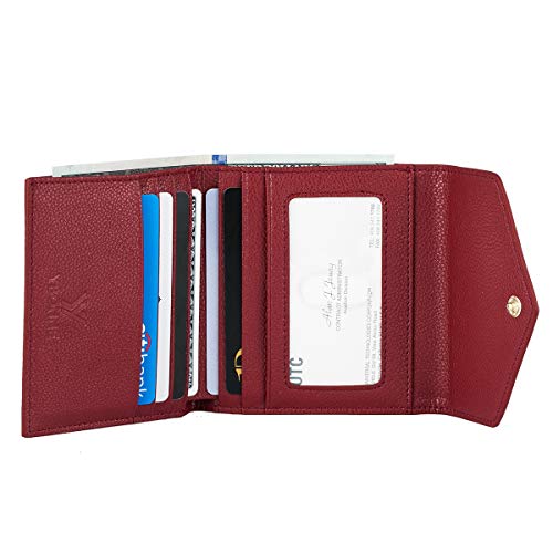 YBONNE Women's Small Compact Bifold Pocket Wallet, Made of Finest Genuine Leather (Red)4