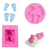  2 Pcs Molde de Silicona para Pastel de Fondant de bebé, Molde para pies de bebé, decoración de Pasteles, Dulces, Chocolate, Galletas, Pasta de Goma, Molde para Hornear