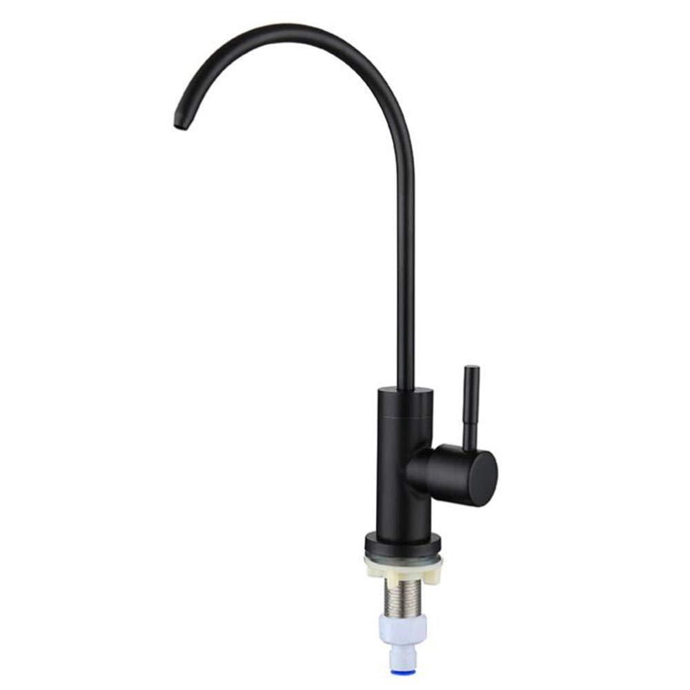 Grifos 1/4 '' Filtro de Agua Potable de ósmosis Grifo de Cocina Purificador de Agua Grifo de Cuello de Cisne Purificación de Agua de Acero Inoxidable Grifo de Cocina para Beber Directo-Negro