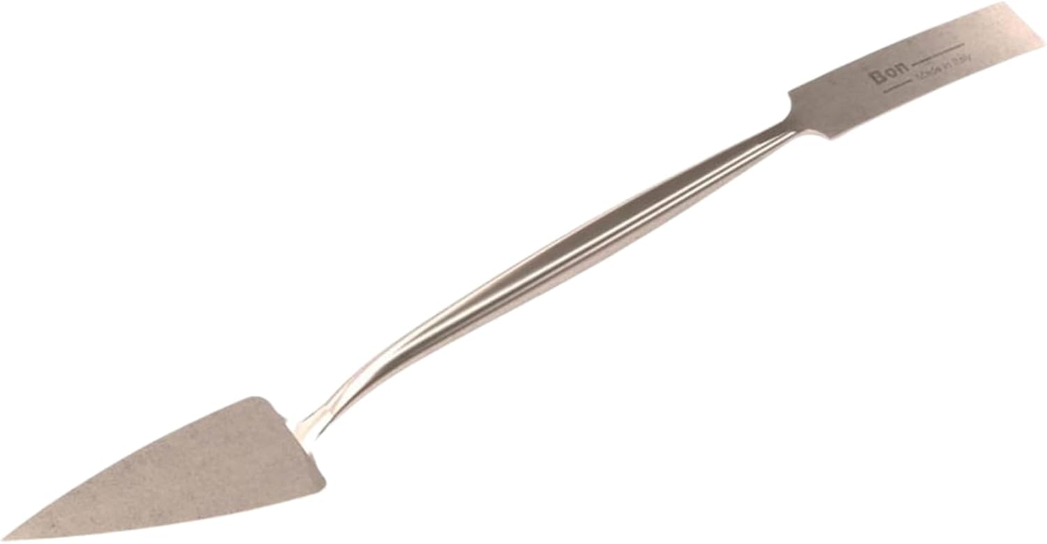 Bon Trowel and Square Tool – 1" Forged Steel Blade with Trowel and Square Ends for Detail Work – 8 3/4" Long Hand Tool for Masonry, Stucco, and Decorative Finishing