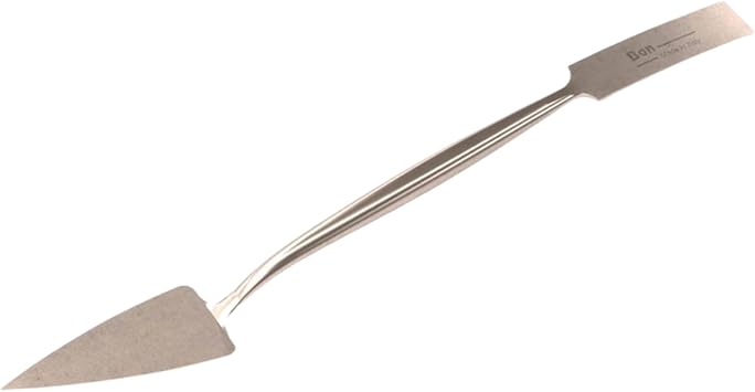 Bon Trowel and Square Tool 1" Forged Steel Blade with Trowel and Square Ends for Detail Work 8 3/4" Long Hand Tool for Masonry, Stucco, and Decorative Finishing