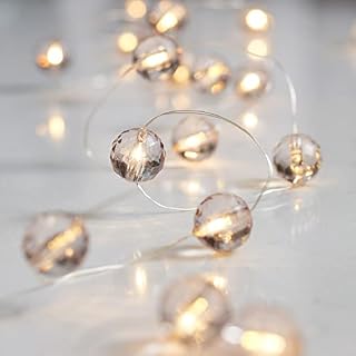 Lights4fun 20 Smoked Glass Ball Fairy String Lights Warm White Micro LEDs on Silver Wire Battery Operated with Timer 1.9m