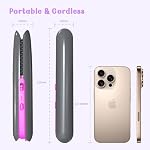 Hair Straightener, Fast Heating Flat Iron Straighteners, Rechargeable Rotating Curling Iron with 3 Temperature, Portable Straightener and Curler 2 in 1 Hair Tools, Grey