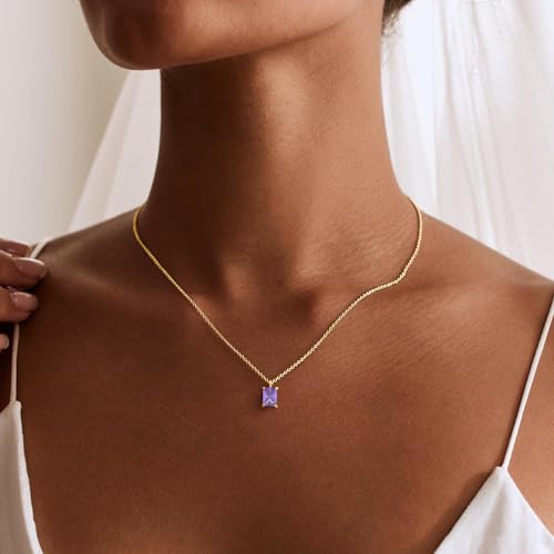 Gold Necklace for Women - 18K Gold Plated Birthstone Necklace Diamond Necklaces Mothers Dainty Gold Pendant Necklaces Birthday Gifts for Women Jewelry3