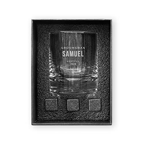 WEDDINGSTAR Custom Whiskey Glass 11oz Gift Box Set Personalized Engraving - Groomsman Reserve
