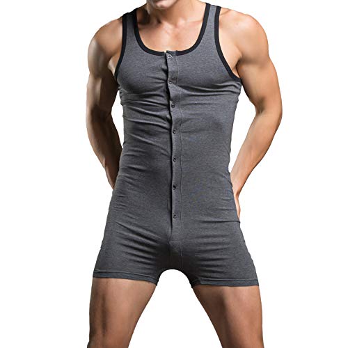 YUFEIDA Men's Athletic Supporters One Piece Bodysuit Cotton Jumpsuit Slim Fit Active Base Layers Singlet Leotard2