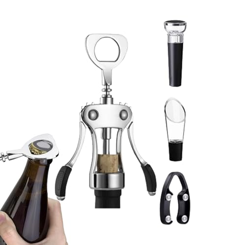 Abridor de Botellas de Vino,Accesorios de Bar con Tapón al Vacío | Sacacorchos De Tirabuzón Para Botellas De Vino | Para Cocina, Bar, Fiesta, Barbacoa, Boda, Cena, Reunión Y