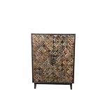 Taran Designs Mason Geometric 2-Door Solid Wood Bar Cabinet in Brown