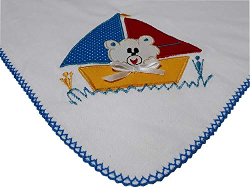 Kit Bordado Marinheiro 2 Fraldinha De Boca 1 Fralda Grande