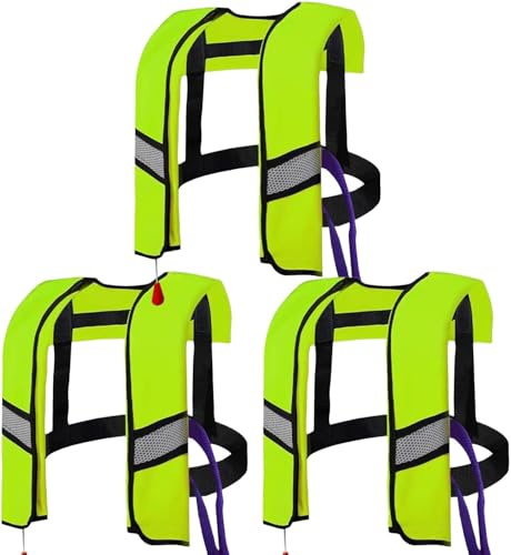 3-Pack Life Jackets for Men Women - 150N Automatic Inflation Swim Vest,Lightweight &Breathable,