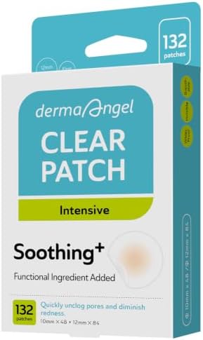 DERMA ANGEL Invisible Salicylic Acid Pimple Patches for Face - Redness Reducing Hydrocolloid Acne Patches, Clear Pimple & Zit Patches for Blind Pimples - 132 Count 2 Sizes Soothing Plus (Clear Patch)