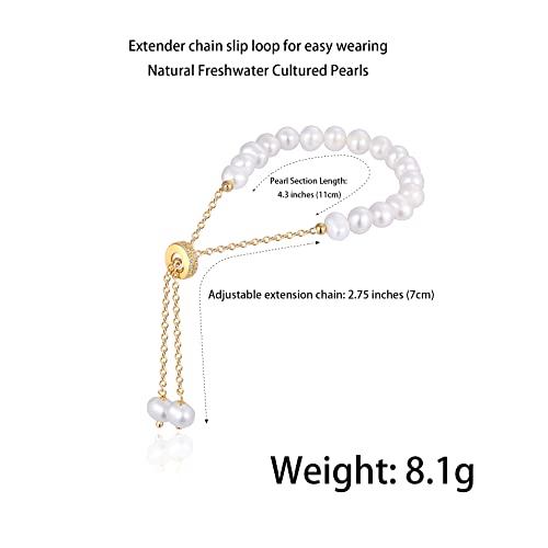 Cowlyn Pearl Bracelet Chain Link Baroque Culture Bossimi 14K Gold Filled Adjustable Fashion Valentine Charm Dainty Handmade Jewelry For Women Wife Girls Mom #TOP3