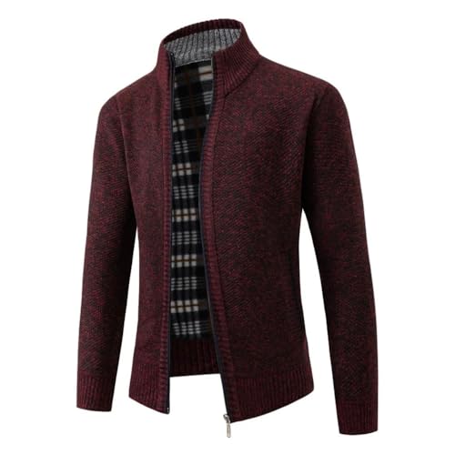 Men's Knit Zippers Cardigan Stand Collar Solid Color Slim Knitted Sweaters2