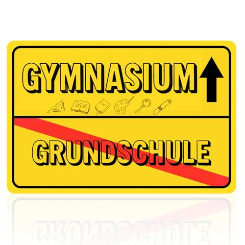Gymnasium Einschulung Ortsschild 1 Stück Mit Grundschule Abschluss Motiv Gelbes Türschild 30x20 Cm Für Schulwechsel Weiterführende Schule Zimmerdeko Party Tischdeko Als Geschenk Zum Start