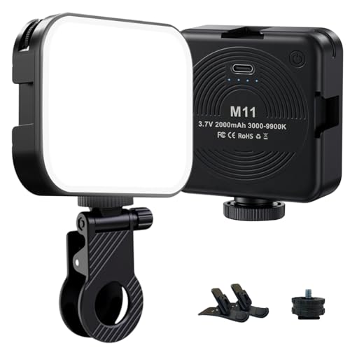 Image of LED Video Light with Clip | Type-C Rechargeable & 3000-9900K Dimmable Photography Light | 3 Color Modes for Video Shooting, Meetings, Vlogging & Selfies | Compatible with Mobile & Camera