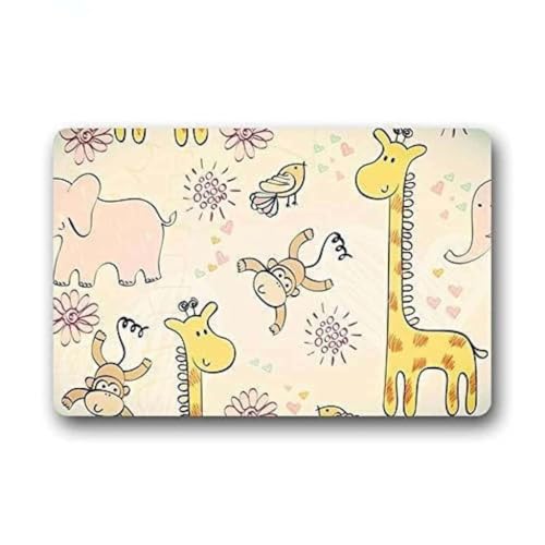 ���փ}�b�g �����ׂ��������� �� �� �L���� �����Ē� 50×80cm doormat Amaizng Animals Elephant Monkey Giraffe And Birds
