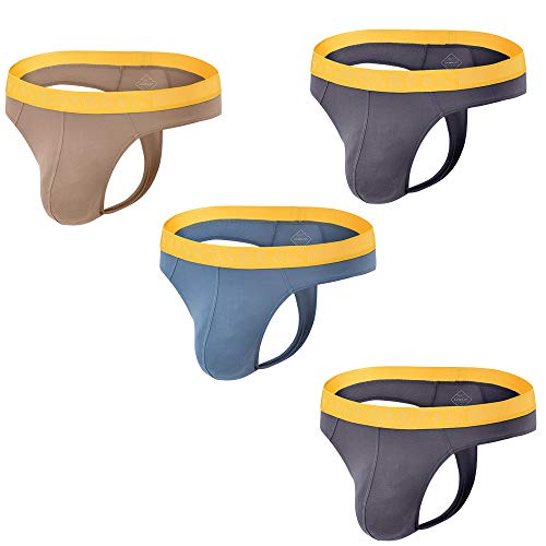 ZONBAILON Mens G-String and Thongs Sexy Underwear Low Rise Pouch No Tag Briefs, 2gray,1blue,1latte, (L=36