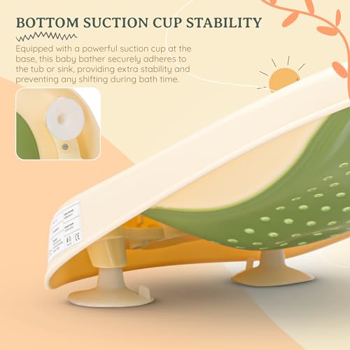 Image of Baybee Ziga Baby Bath tub Seat for Babies | Portable Baby Bather with Anti Non Slip Edges & Suction Cup | New Born Baby Bathing Tub | Hanging Baby Shower Bath Tub for 0 to 12 Months (Green)